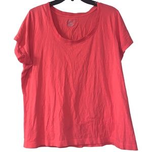 Avenue Size 18/20 T-Shirt Scoop Neck Short Sleeve Coral Pink 100% Pima